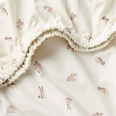 Comfy Tee Critter Cuddle Lilac Rose Organic Cotton Jersey Baby Crib Fitted Sheet