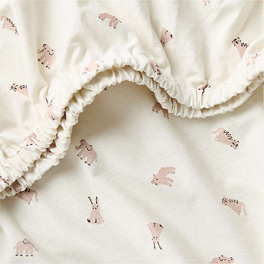 Comfy Tee Critter Cuddle Lilac Rose Organic Cotton Jersey Baby Crib Fitted Sheet