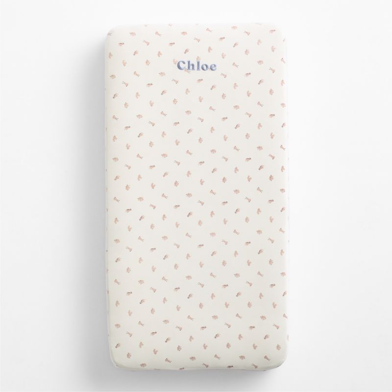 Comfy Tee Critter Cuddle Lilac Rose Organic Cotton Jersey Baby Crib Fitted Sheet - image 1 of 5