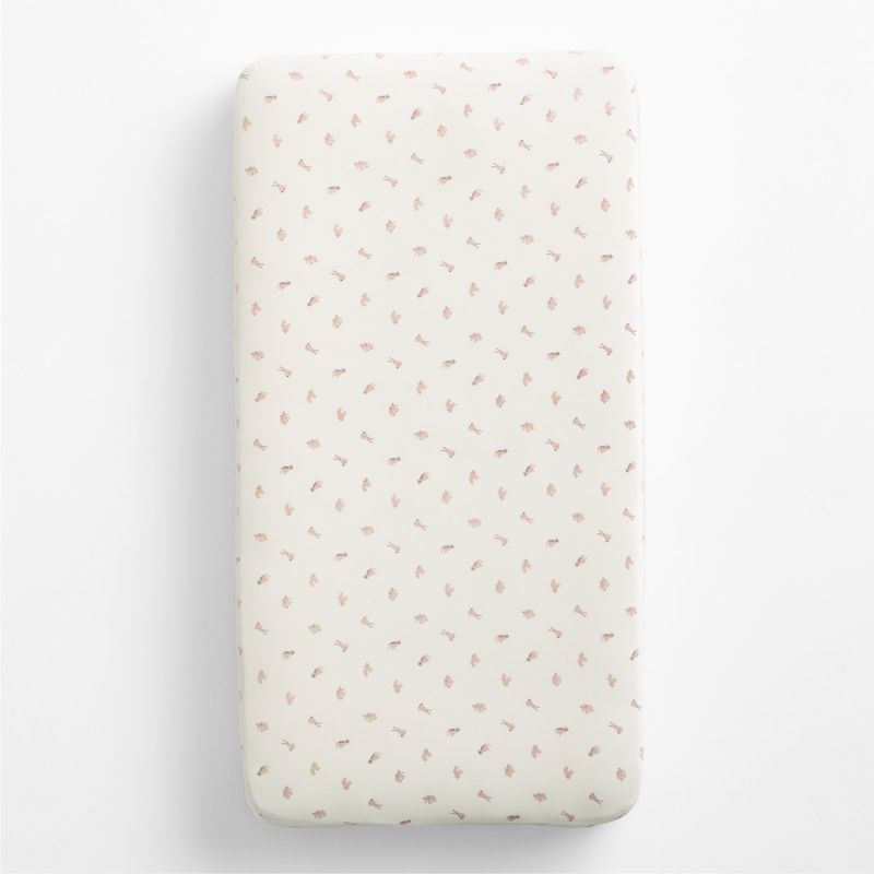 Comfy Tee Critter Cuddle Lilac Rose Organic Cotton Jersey Baby Crib Fitted Sheet - image 2 of 5