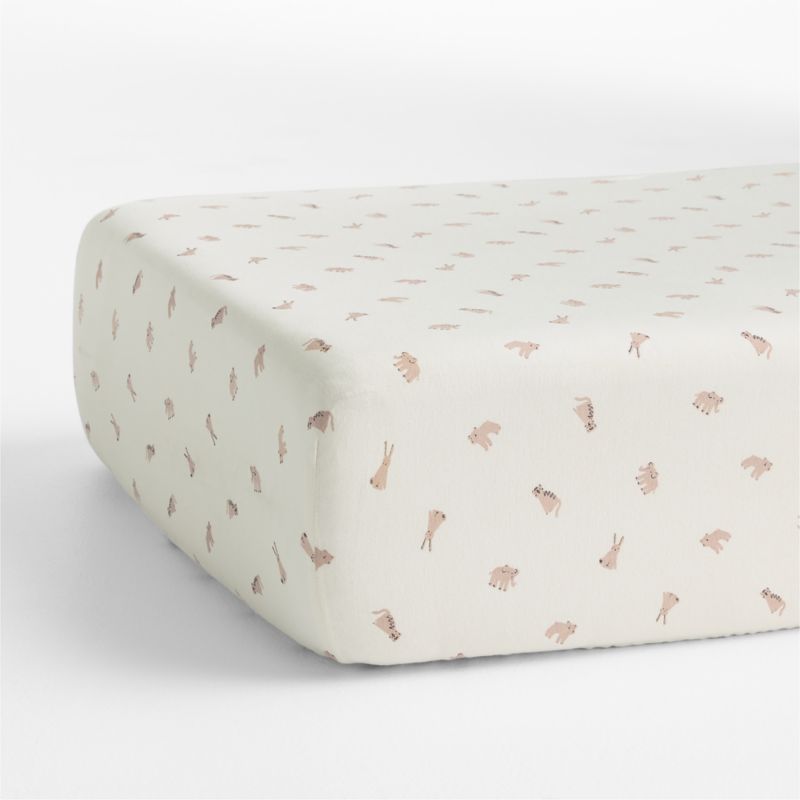 Comfy Tee Critter Cuddle Lilac Rose Organic Cotton Jersey Baby Crib Fitted Sheet - image 3 of 5