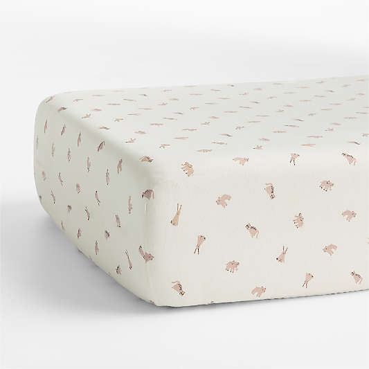 Comfy Tee Critter Cuddle Lilac Rose Organic Cotton Jersey Baby Crib Fitted Sheet