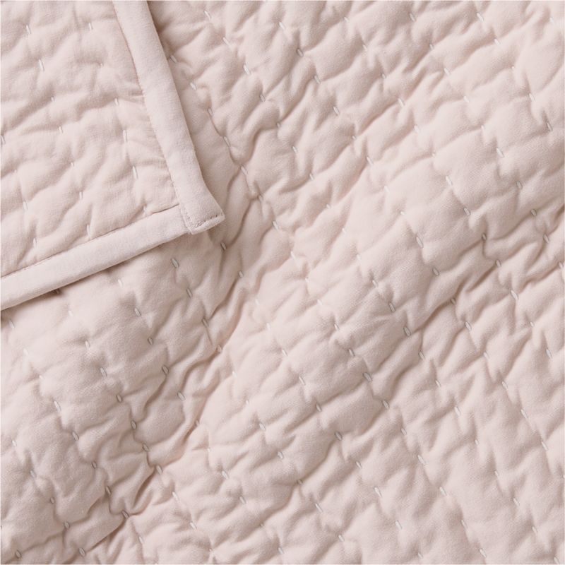Comfy Tee Heirloom Stitched Lilac Rose Organic Cotton Jersey Baby Crib Quilt - image 2 of 3