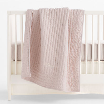 View Comfy Tee Heirloom Stitched Lilac Rose 100% Organic Cotton Jersey Baby Crib Quilt details