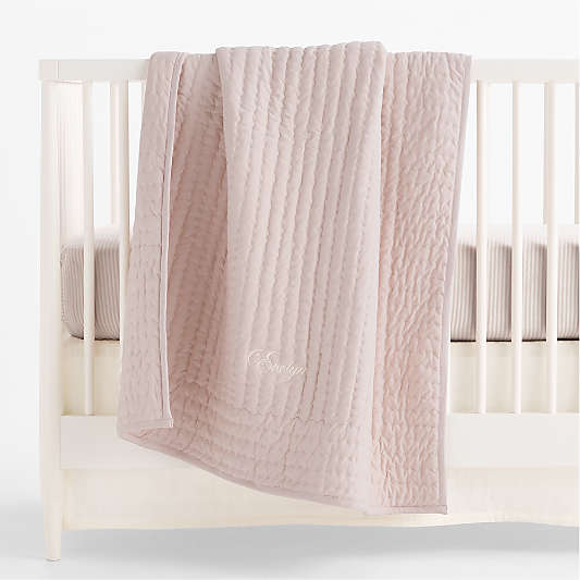Comfy Tee Heirloom Stitched Lilac Rose 100% Organic Cotton Jersey Baby Crib Quilt