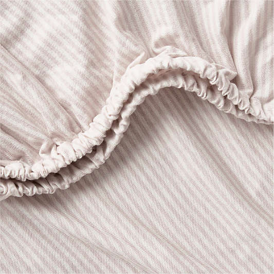 Comfy Tee Whisper Stripe Lilac Rose Organic Cotton Jersey Baby Crib Fitted Sheet