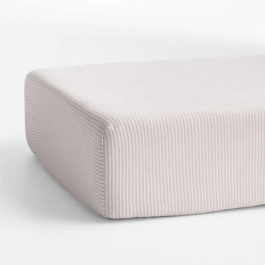 Comfy Tee Whisper Stripe Lilac Rose Organic Cotton Jersey Baby Crib Fitted Sheet