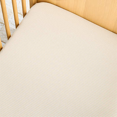 Comfy Tee Whisper Stripe Natural 100% Organic Cotton Jersey Baby Crib Fitted Sheet