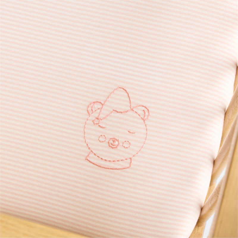 Comfy Tee Whisper Stripe Pink 100% Organic Cotton Jersey Baby Crib Fitted Sheet - image 5 of 11
