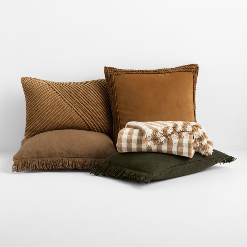 Braided Velvet Border 23"x23" Maple Brown Throw Pillow Cover with Down-Alternative Insert - image 3 of 4