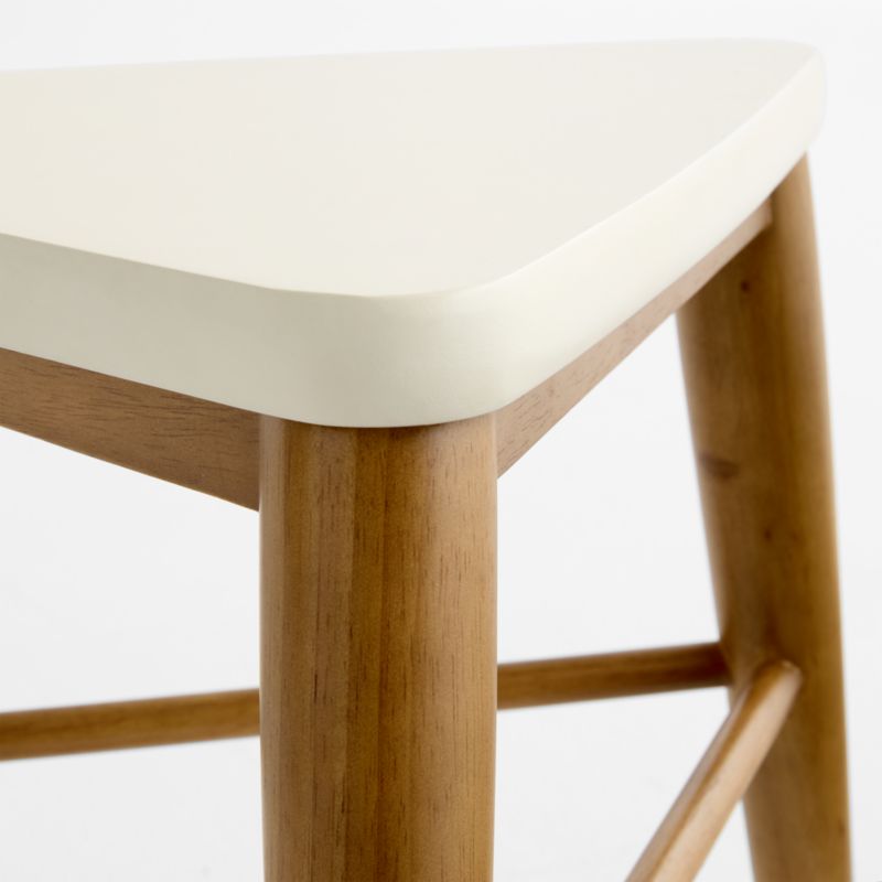 Campbell Cream and Natural Brown Wood Kids Play Stool - image 2 of 3