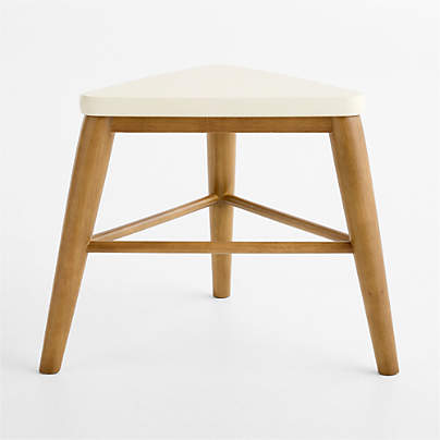 Campbell Cream and Natural Brown Wood Kids Play Stool
