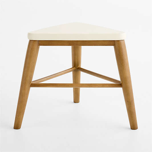 Campbell Cream and Natural Brown Wood Kids Play Stool