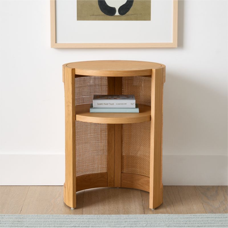 Cane 18" Natural Wood Round Nursery Side Table - image 2 of 11