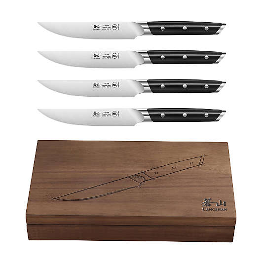 Cangshan Akka Black Steak Knives, Set of 4