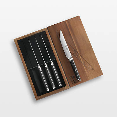 Cangshan Akka Black Steak Knives, Set of 4