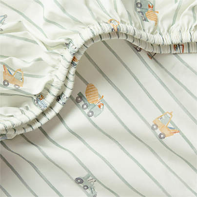 Construction Crossing Organic Cotton Crib Fitted Sheet