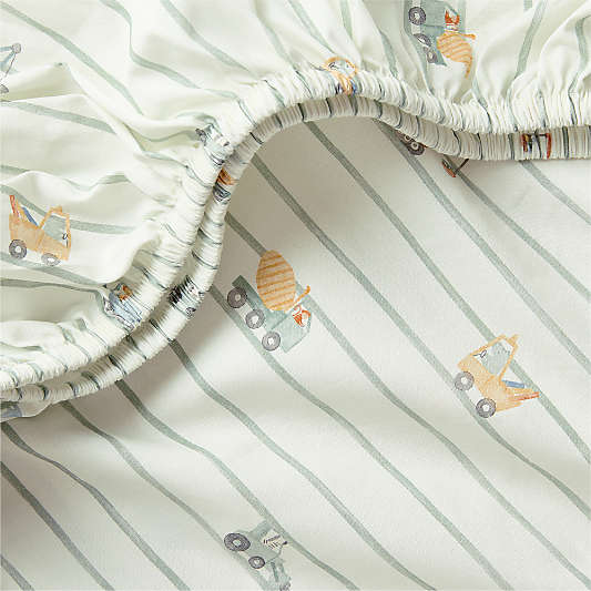 Construction Crossing Organic Cotton Crib Fitted Sheet