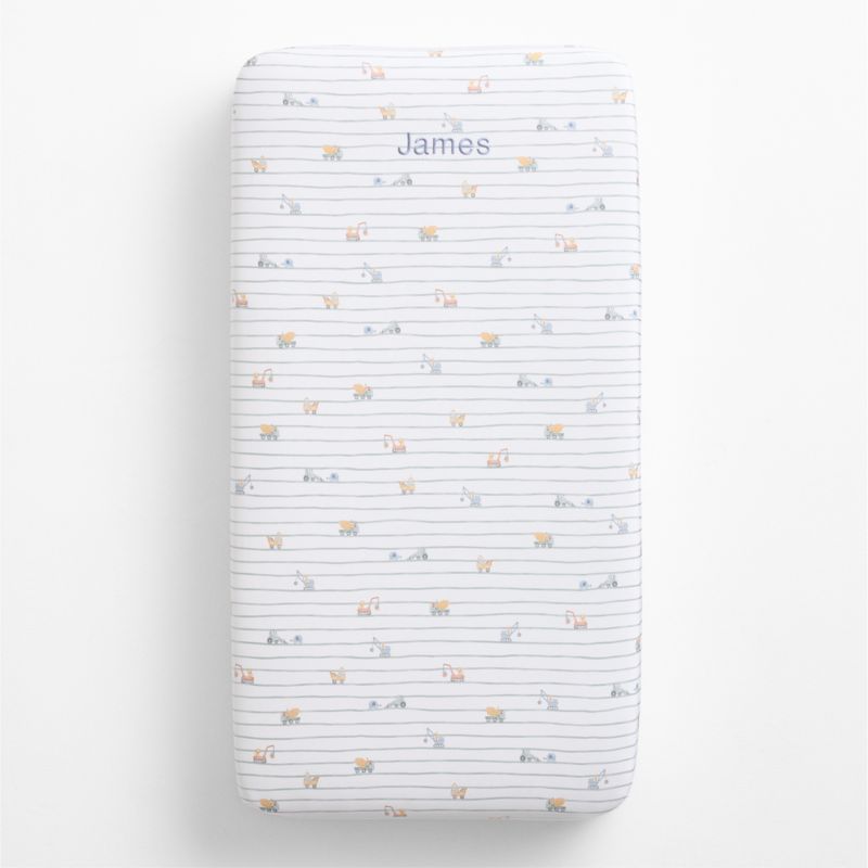 Construction Crossing Organic Cotton Crib Fitted Sheet - image 1 of 5