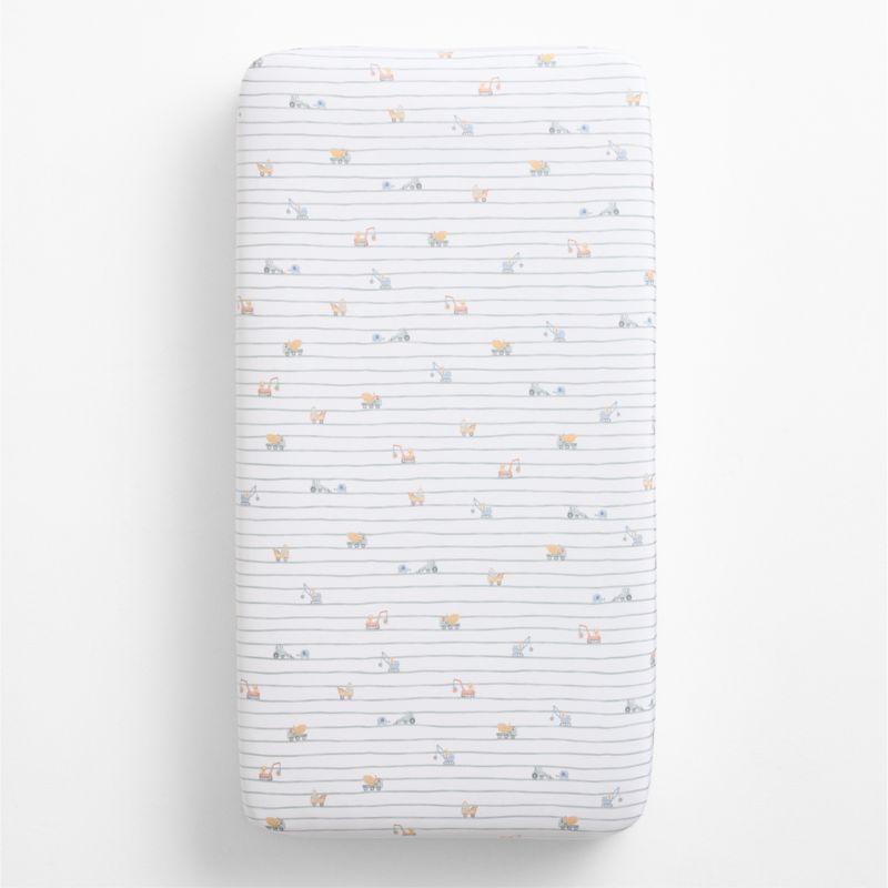 Construction Crossing Organic Cotton Crib Fitted Sheet - image 2 of 5