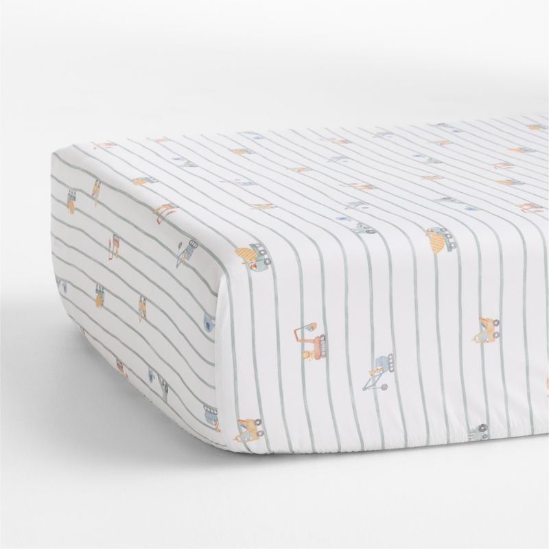 Construction Crossing Organic Cotton Crib Fitted Sheet - image 3 of 5