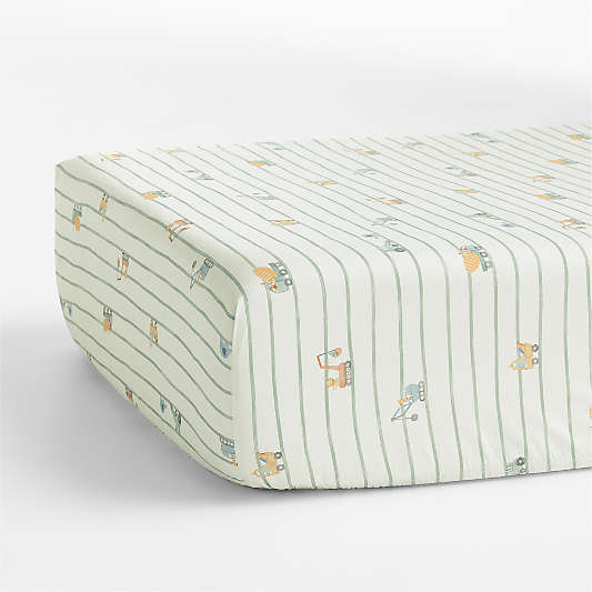 Construction Crossing Organic Cotton Crib Fitted Sheet