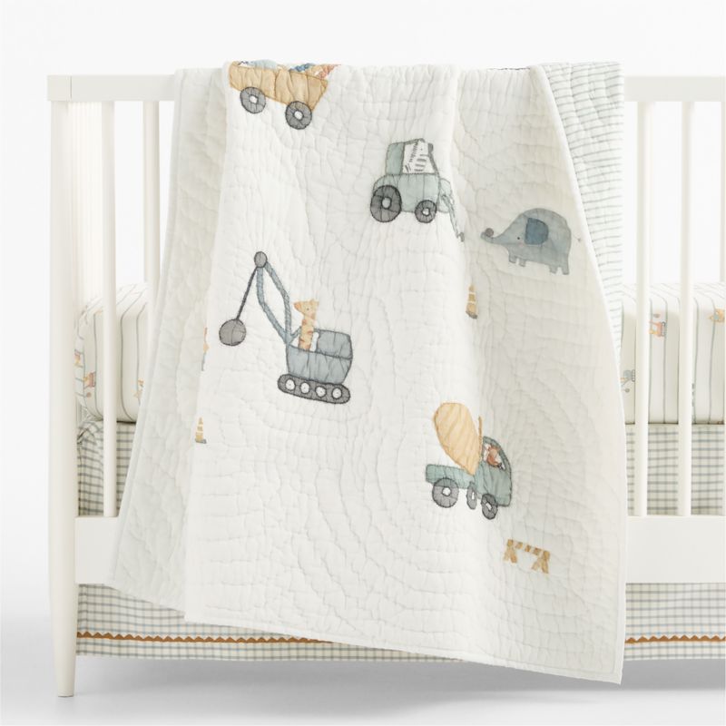 Construction Crossing Organic Cotton Baby Crib Quilt - image 1 of 6