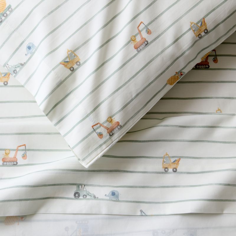 Construction Crossing Organic Cotton Toddler Sheet Set - image 2 of 3
