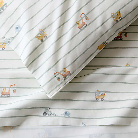 Construction Crossing Organic Cotton Toddler Sheet Set