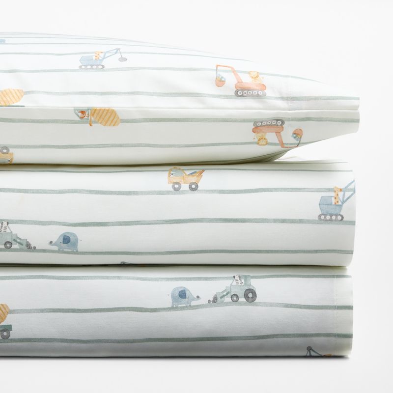 Construction Crossing Organic Cotton Toddler Sheet Set - image 1 of 3
