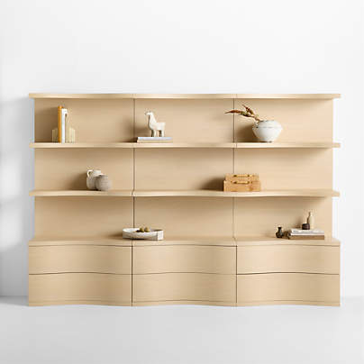 Coast 120" Whitewashed Oak Open Storage Bookcase, Set of 3