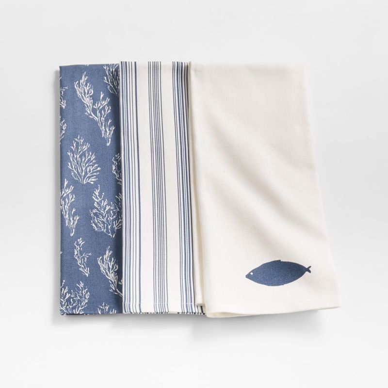 Coastal Dish Towels, Set of 3 + Reviews Crate & Barrel