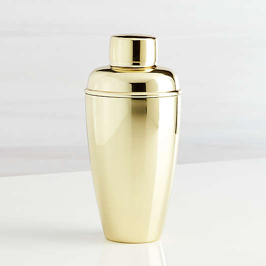 Stainless Steel Cocktail Shaker with Gold Finish