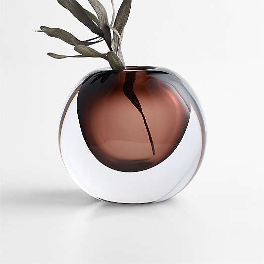 Cognac Small Brown Glass Vase 5" by Laura Harrier and Tiffany Howell