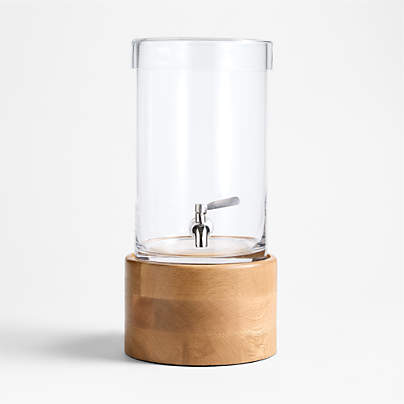 1.5-Gallon Cold Drink Dispenser with Oak Madeira Stand Set