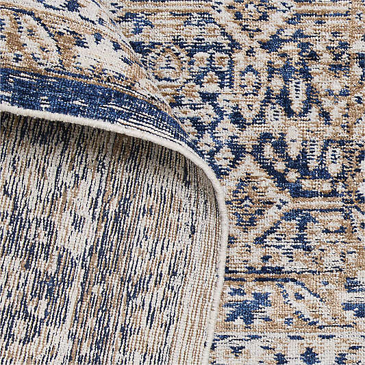Colesbourne Wool Blend Traditional Handwoven Navy Rug Swatch 12"x18"