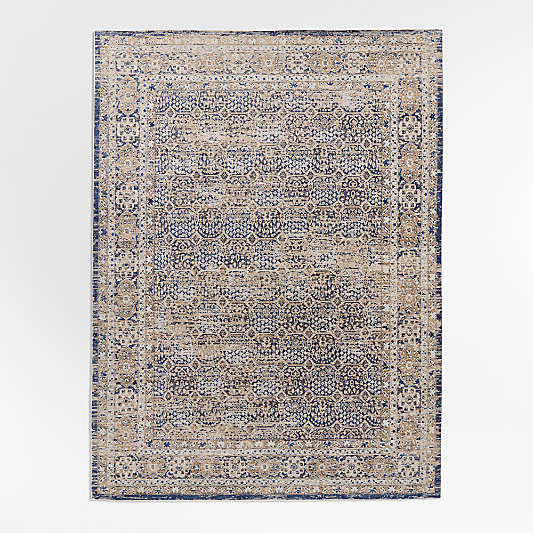 Colesbourne Wool Blend Traditional Handwoven Navy Rug