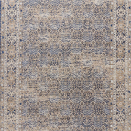 Colesbourne Wool Blend Traditional Handwoven Navy Rug