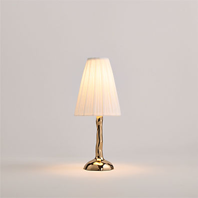 View Colette Hammered Brass Mini Table Lamp with Fabric Shade 13" details