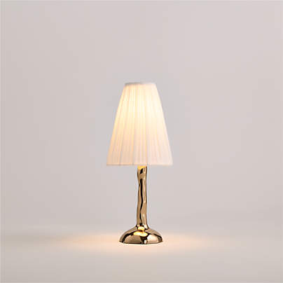 Colette Hammered Brass Mini Table Lamp with Fabric Shade 13"
