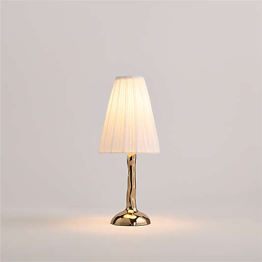 Colette Hammered Brass Mini Table Lamp with Fabric Shade 13"