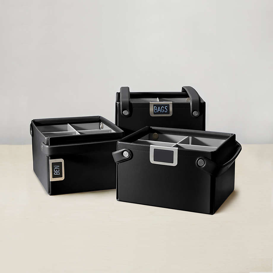 Folden Lane Extra-Small Black Rectangular Collapsible Storage Basket with  Dividers