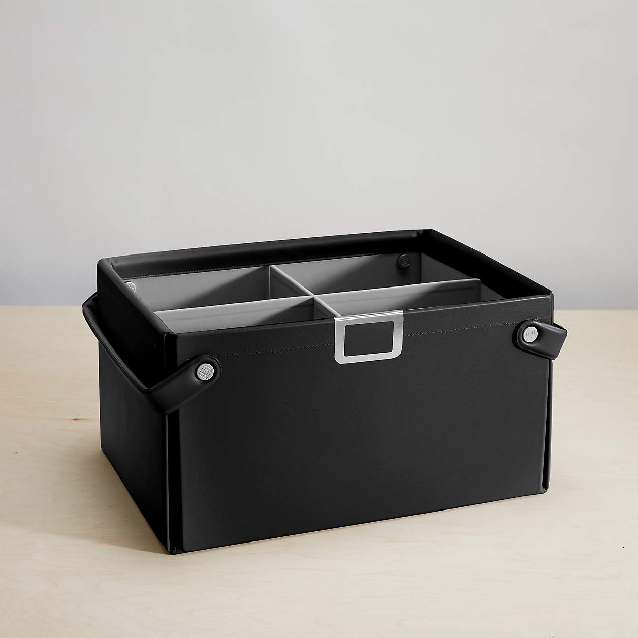 Folden Lane Medium Black Rectangular Collapsible Storage Basket with