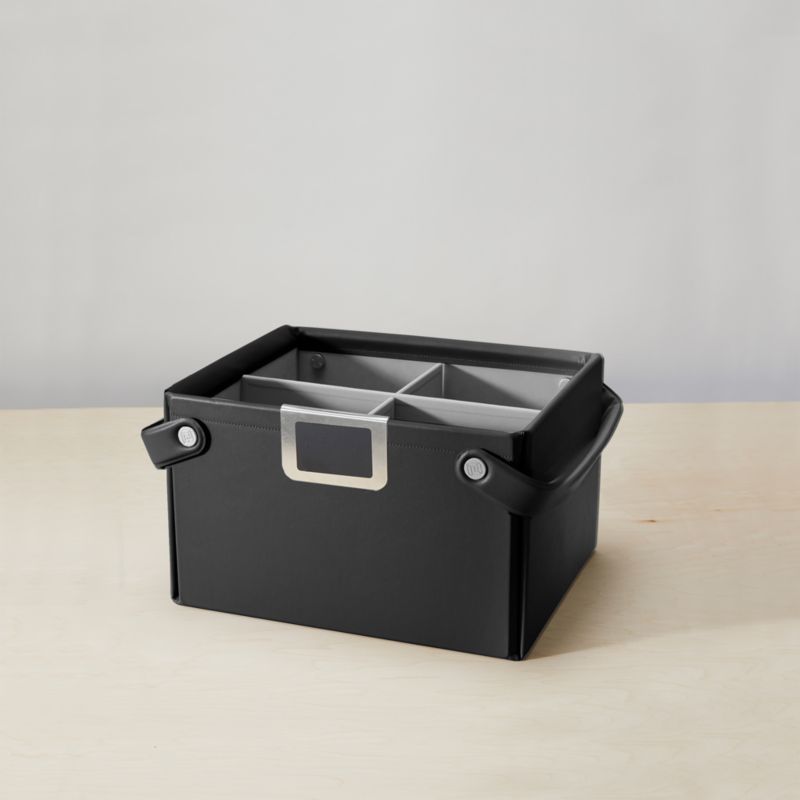 Extra-Small Black Rectangular Collapsible Storage Basket with Dividers ...