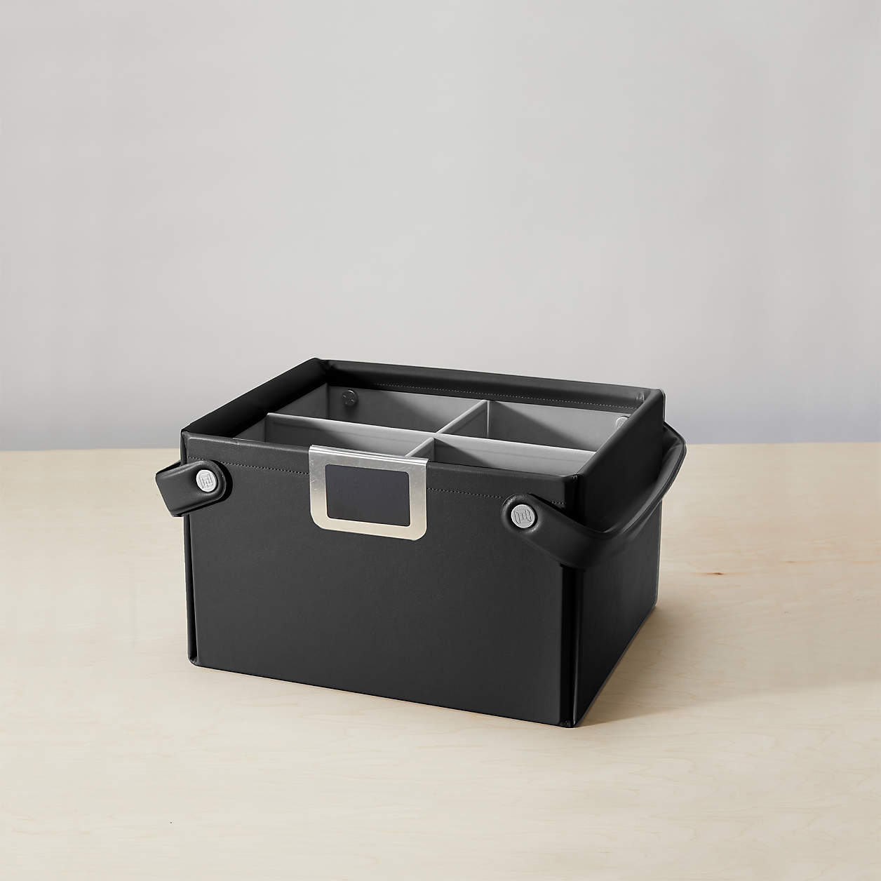 Collapsible Rectangular Case Extra-Small Black Rectangular Collapsible Storage Basket with Dividers ...