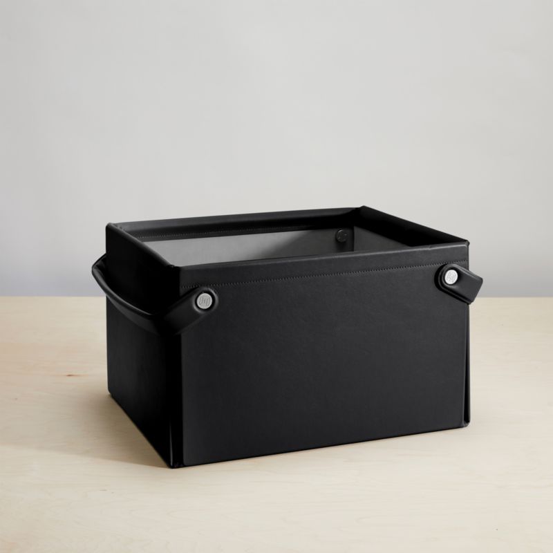 Folden Lane Small Black Rectangular Collapsible Storage Basket | Crate ...
