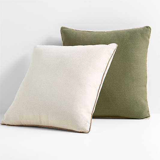 Collins Twill Weave 20"x20" Cream Outdoor Throw Pillow by Jake Arnold