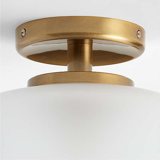 Colombe Burnished Brass and Glass Flush Mount Light