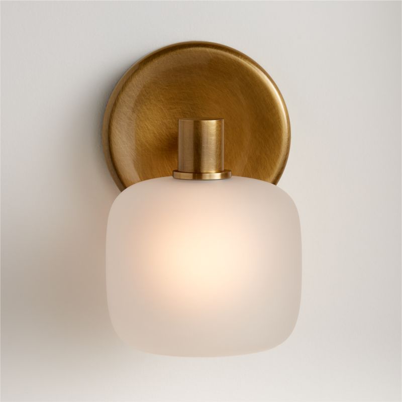 Colombe Burnished Brass and Glass Single Light Wall Sconce