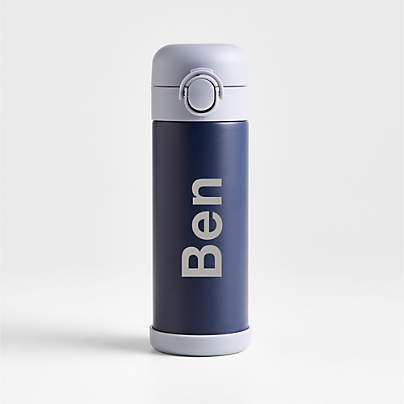 Blue Colorblock Insulated Stainless Steel Kids Water Bottle with Straw